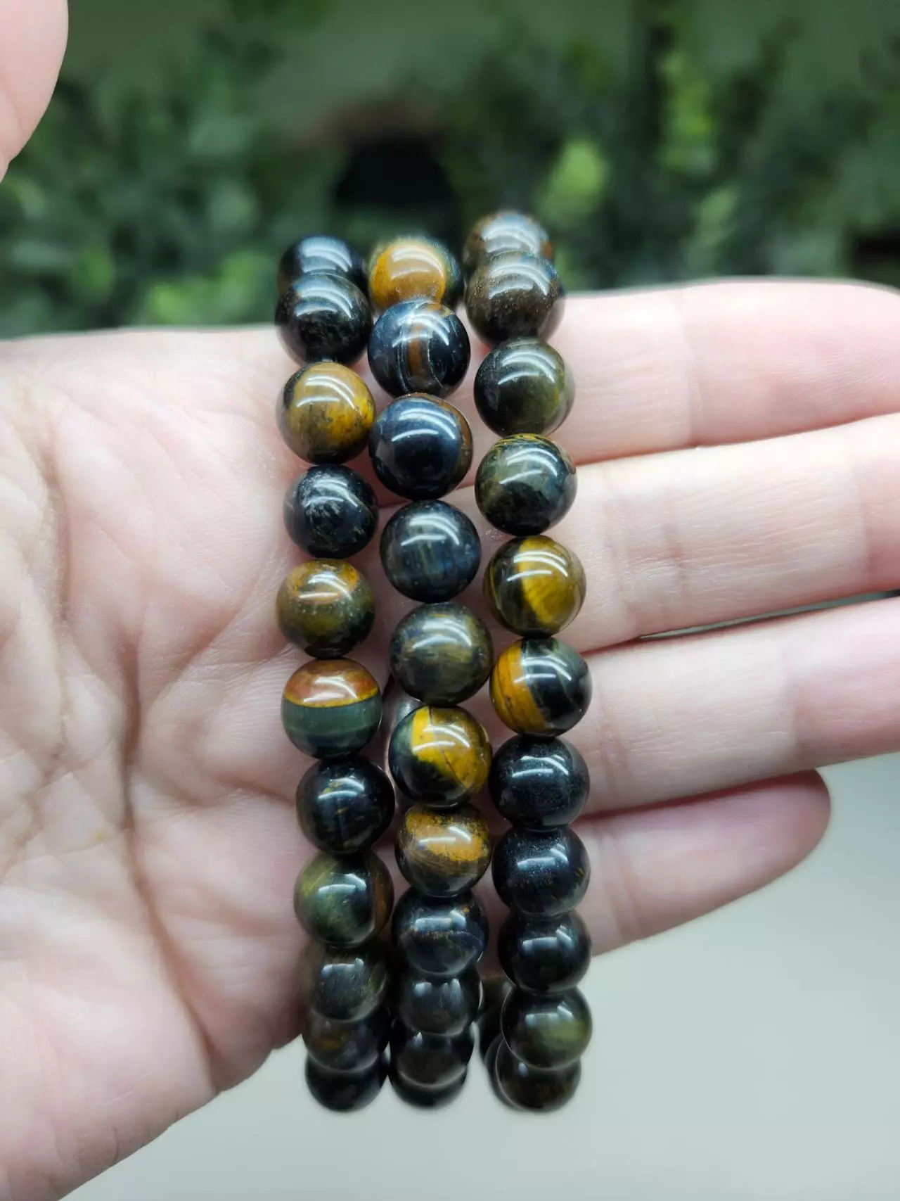 plant/Blue Tiger's Eye bracelet 8mm 7"-0