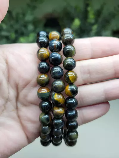 plant/Blue Tiger's Eye bracelet 8mm 7"-0-thumbnail