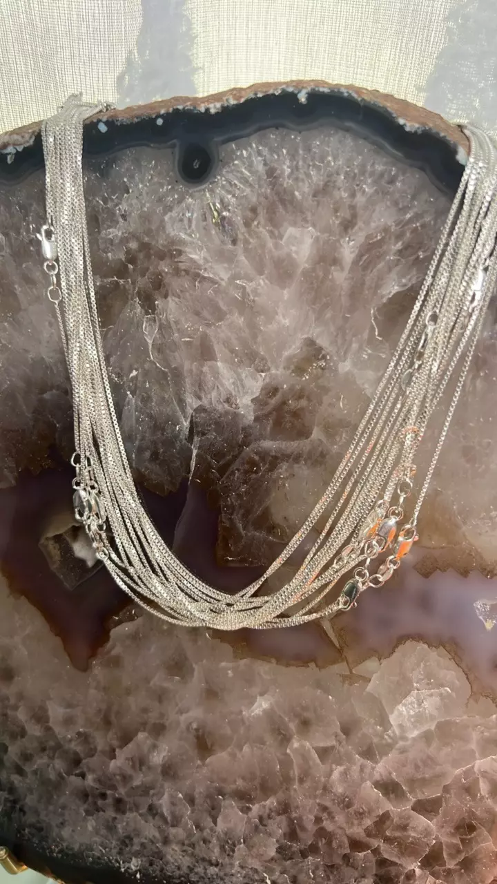 plant/20 inch Italian 925 Silver Box Chain Necklace-0