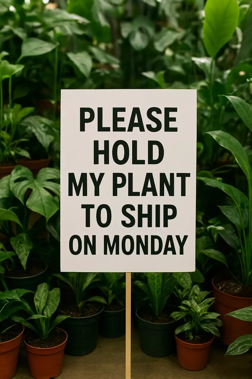 plant/HOLD PLANT TO SHIP ON FOLLOWING MONDAY- last ship before holidays is 12/15-0
