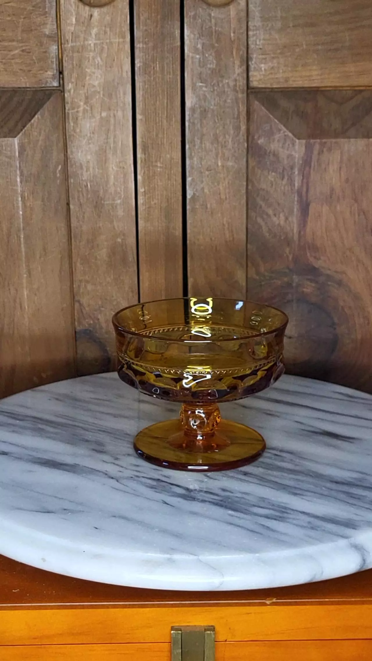 plant/Indiana amber glass desert dish-0