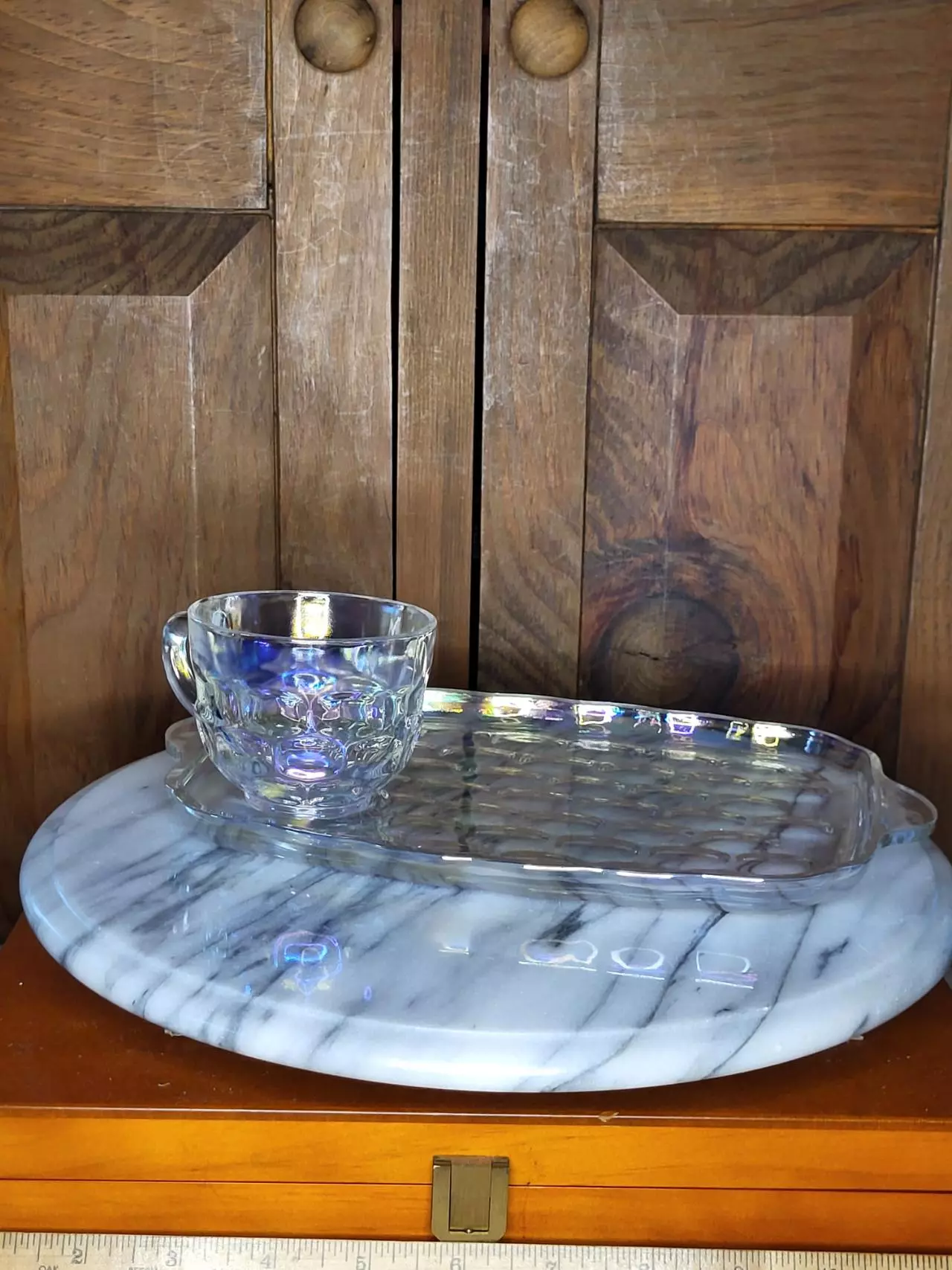plant/Carnival glass snack plate set-1