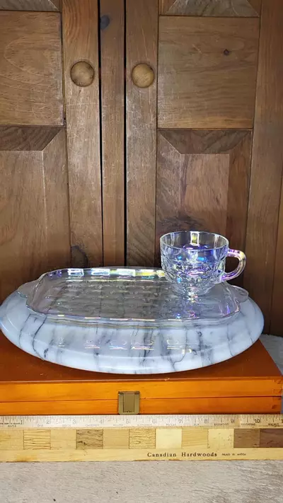 plant/Carnival glass snack plate set-4-thumbnail