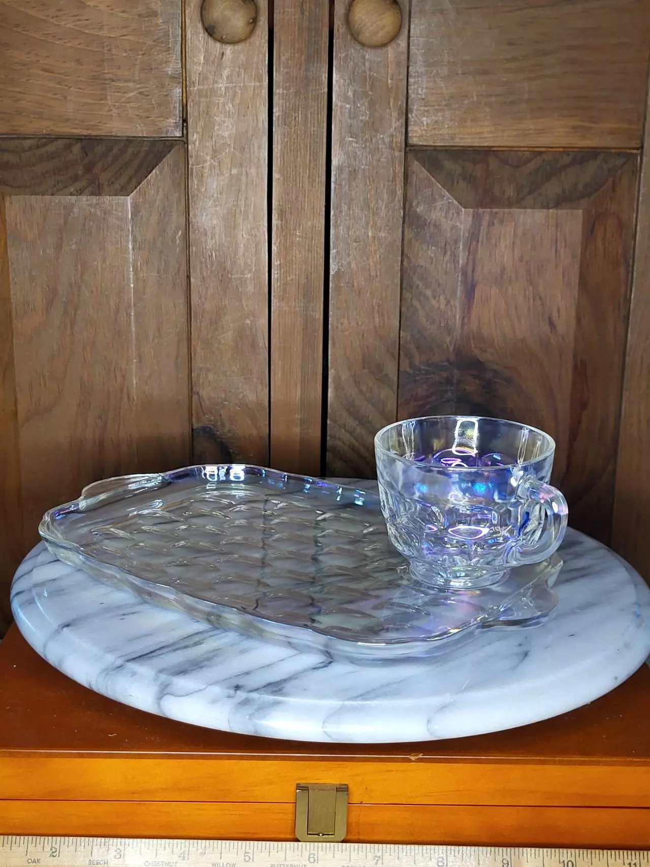 plant/Carnival glass snack plate set-0