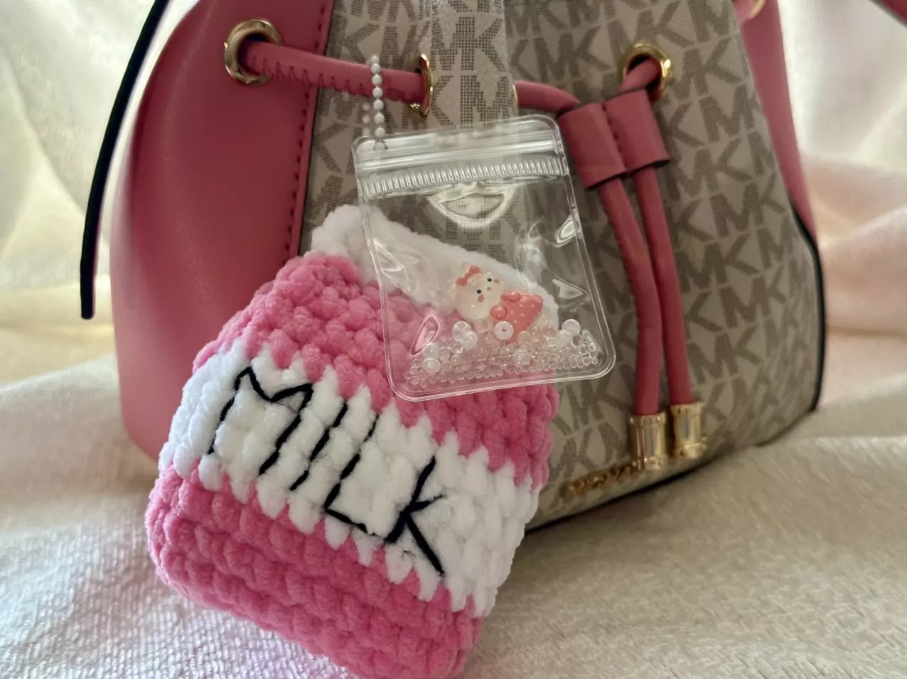 plant/Handmade Strawberry Milk Carton Crochet Plushie with Shaker Charm-0