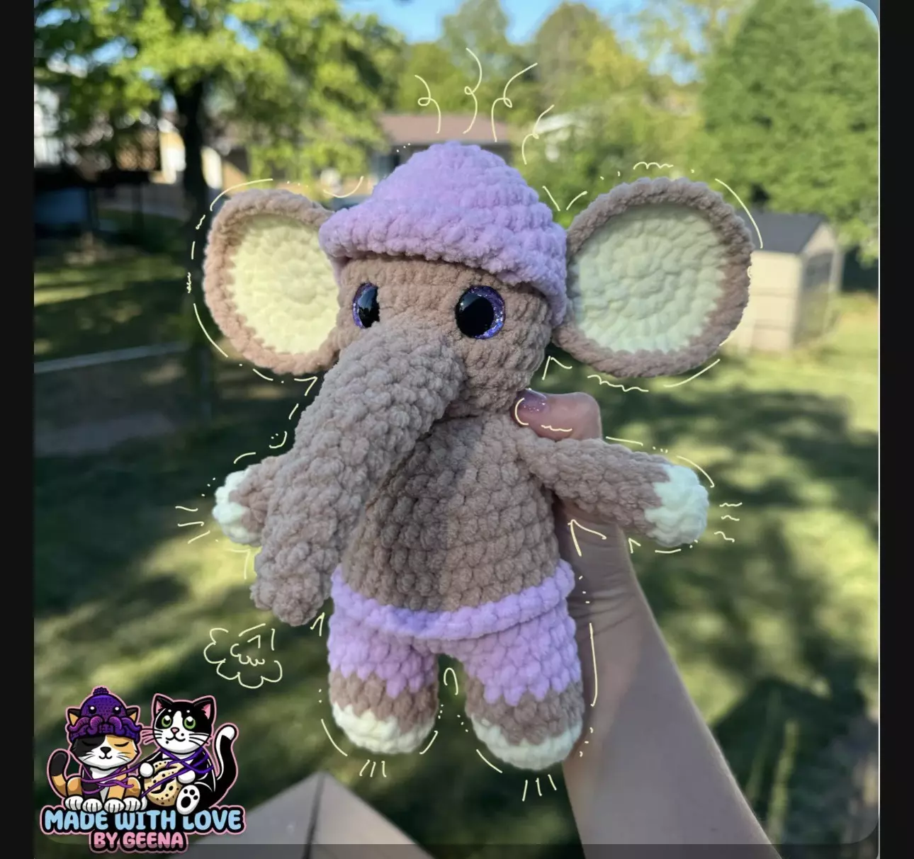 plant/Handmade Crochet Elephant Plushie 🧶💛-0