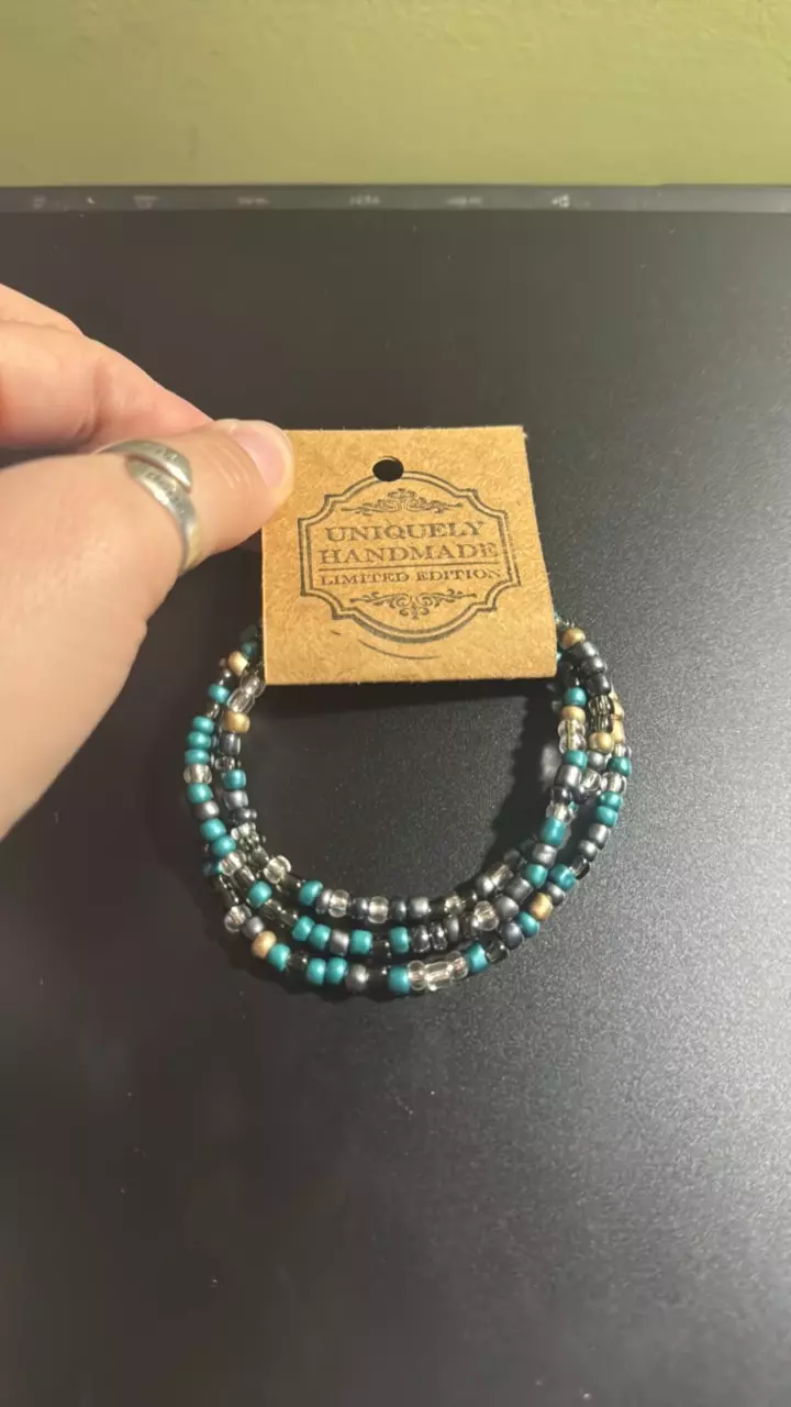 plant/Metalic mix beaded bracelet-0