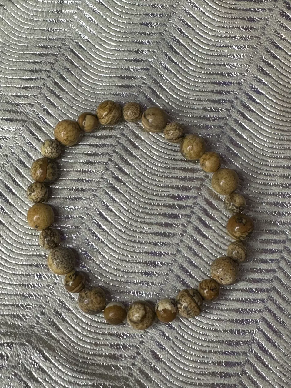 plant/Wood Grain Jasper Stretch Bracelet-0