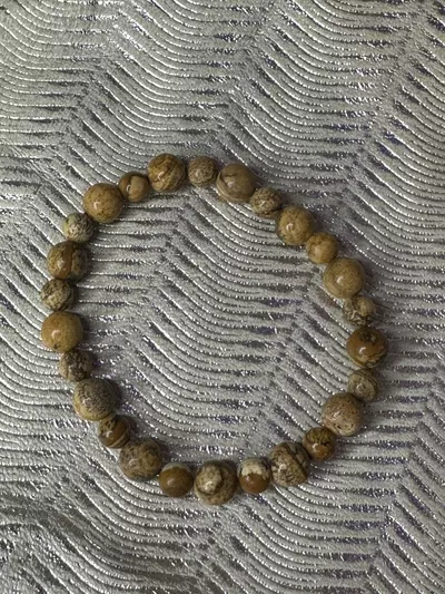 plant/Wood Grain Jasper Stretch Bracelet-0-thumbnail