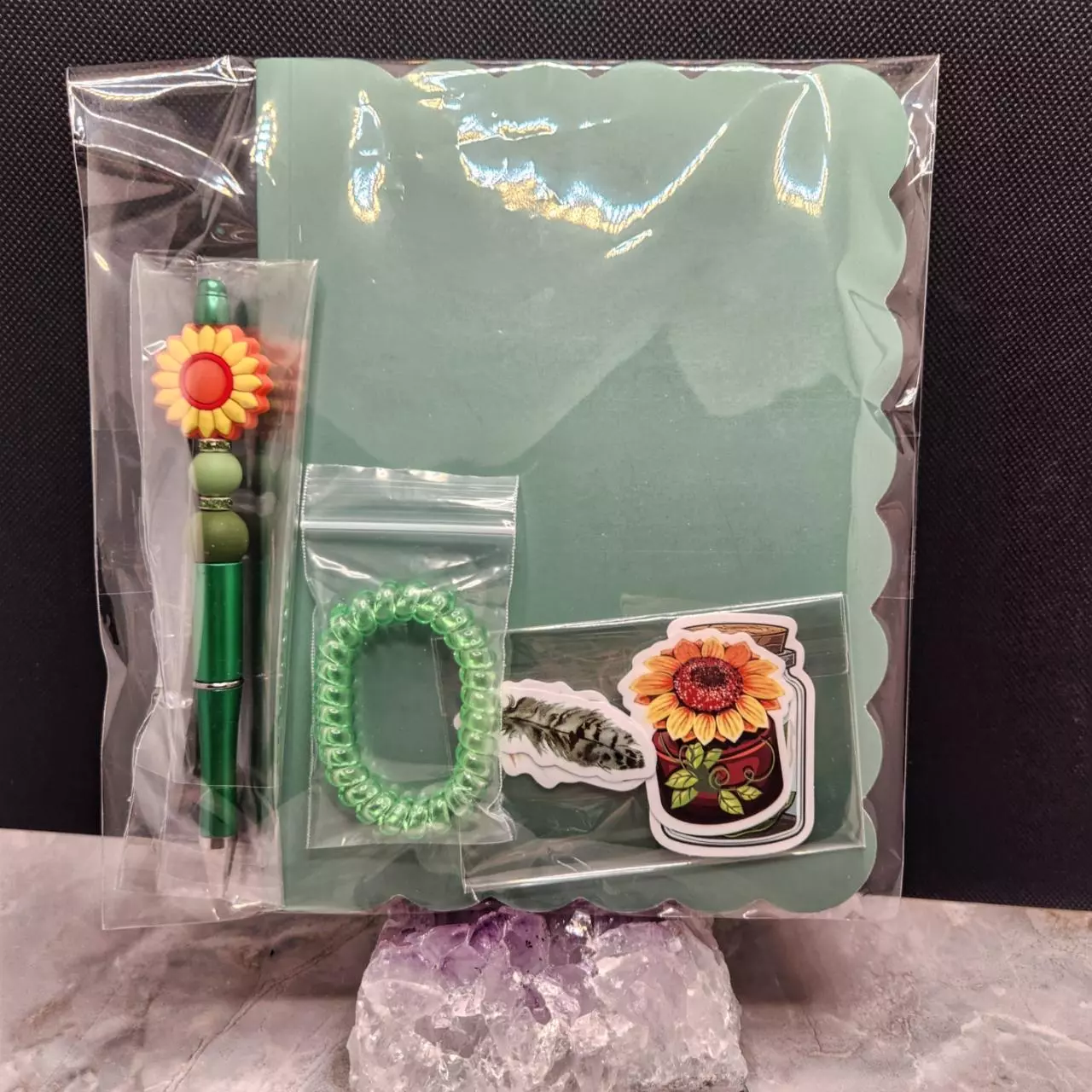 plant/Garden Green Stationary and Beaded Pen Set-3