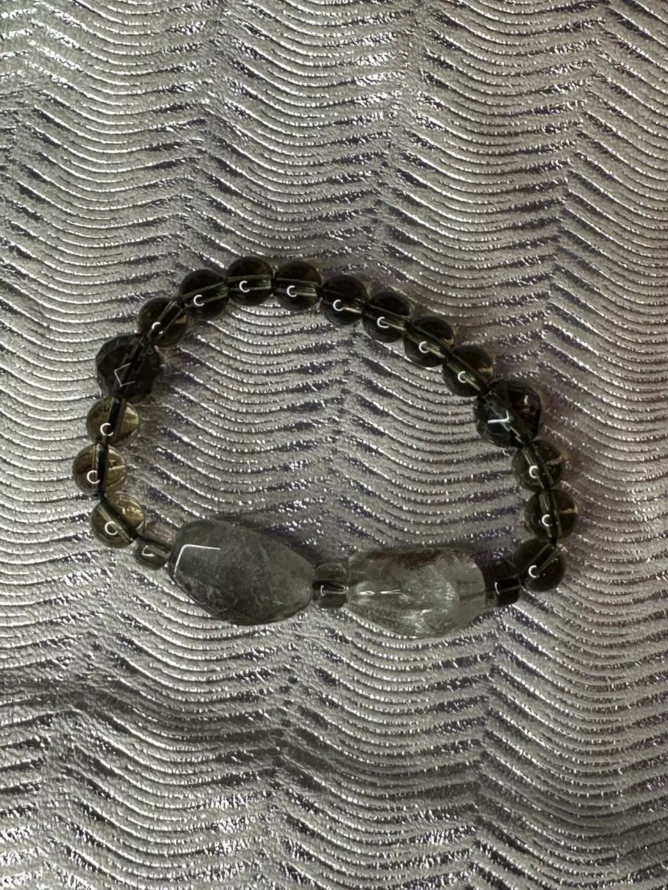 plant/Smokey Quartz and Garden Quartz Stretch Bracelet-0