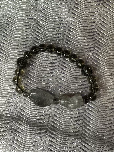 plant/Smokey Quartz and Garden Quartz Stretch Bracelet-0-thumbnail