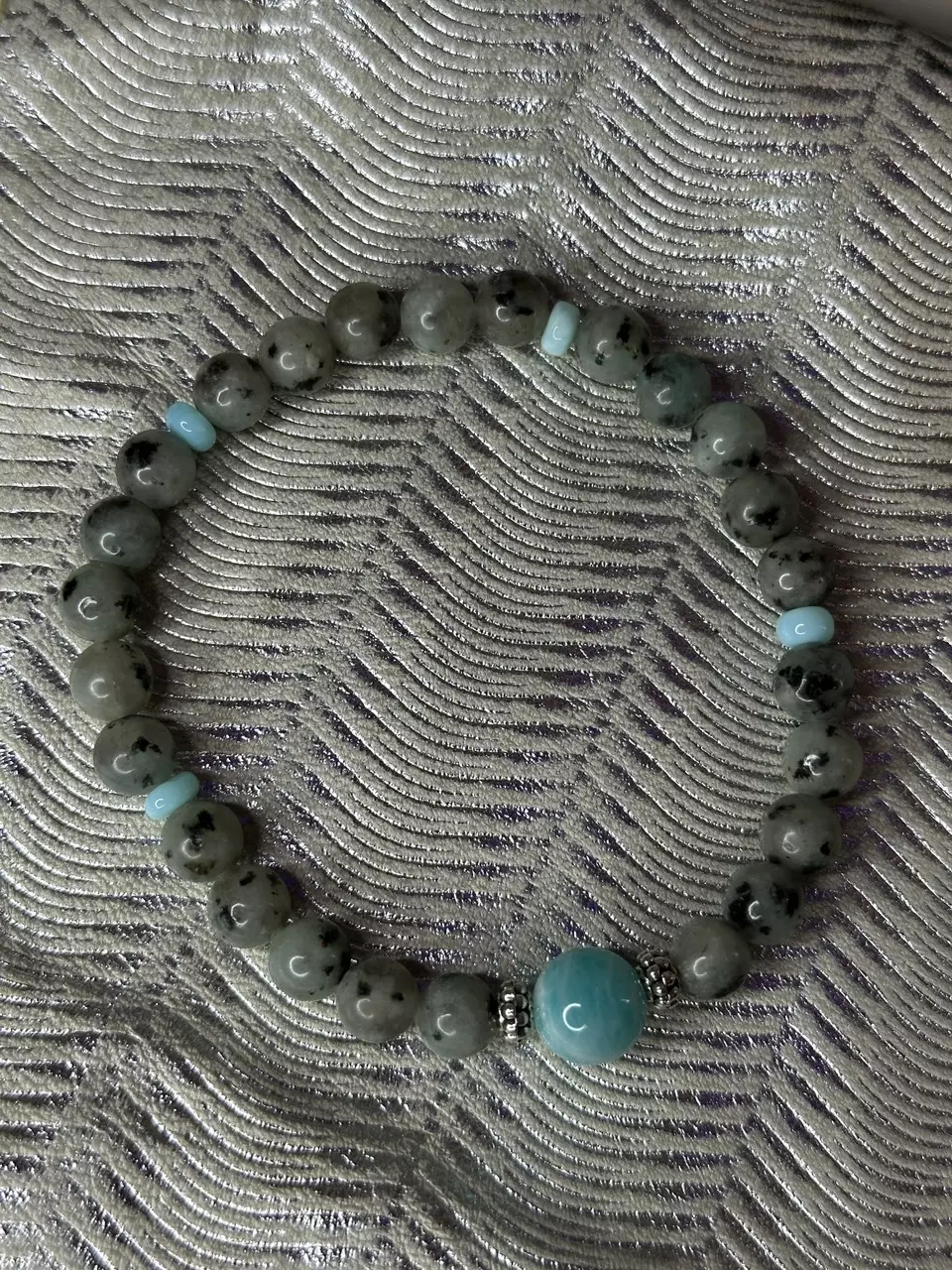 plant/Kiwi Jasper/Blue Opal/Amazonite Stretch Bracelet-0