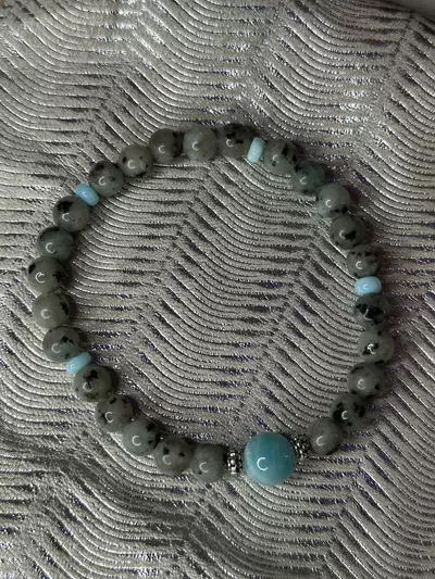 plant/Kiwi Jasper/Blue Opal/Amazonite Stretch Bracelet-0-thumbnail