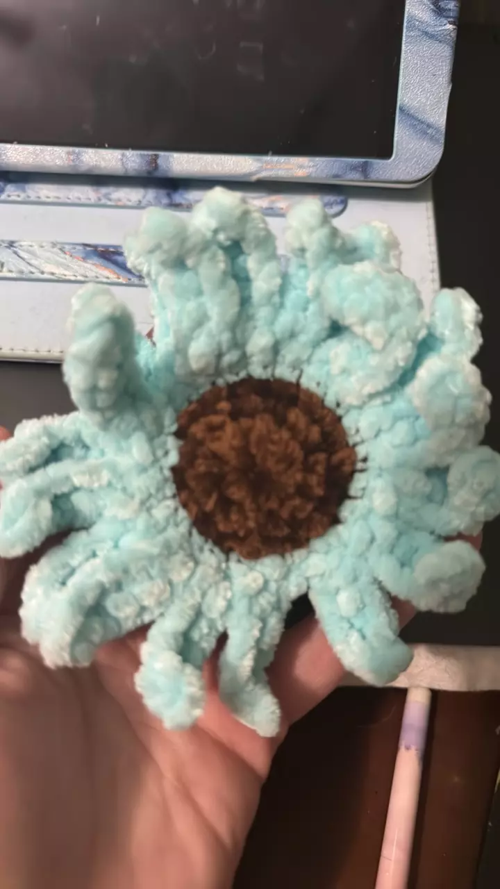 plant/🌸 Plush Blue Crochet Flower Buddy – Cute Handmade Gift-0