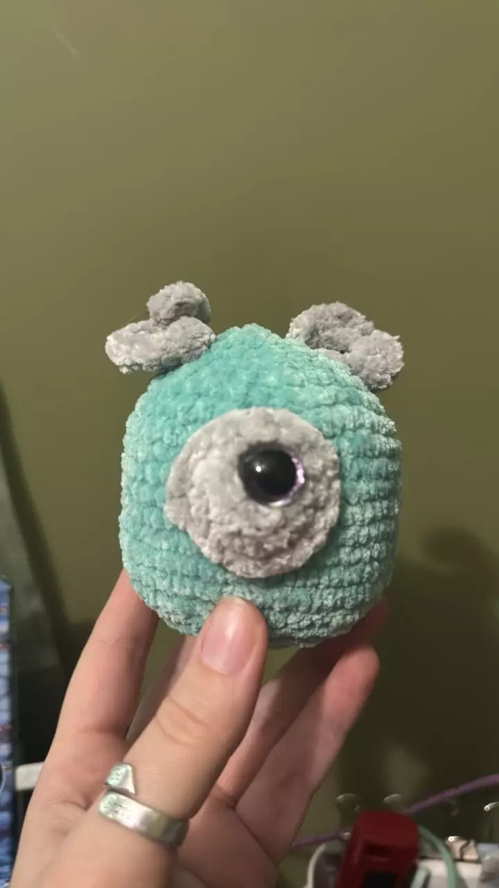 plant/👁️ Snuggly Teal & Gray Cyclops Monster – Handmade Plush Buddy-0