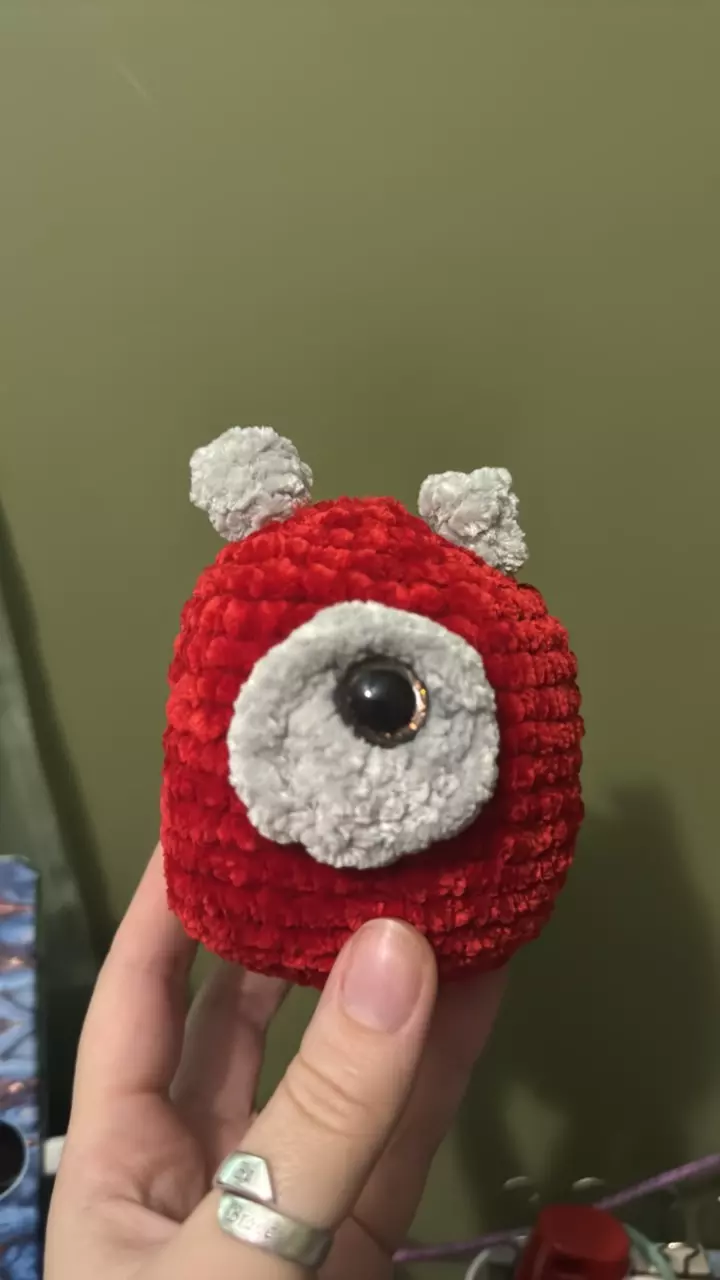 plant/👁️ Snuggly Red & Gray Cyclops Monster – Handmade Plush Buddy-0