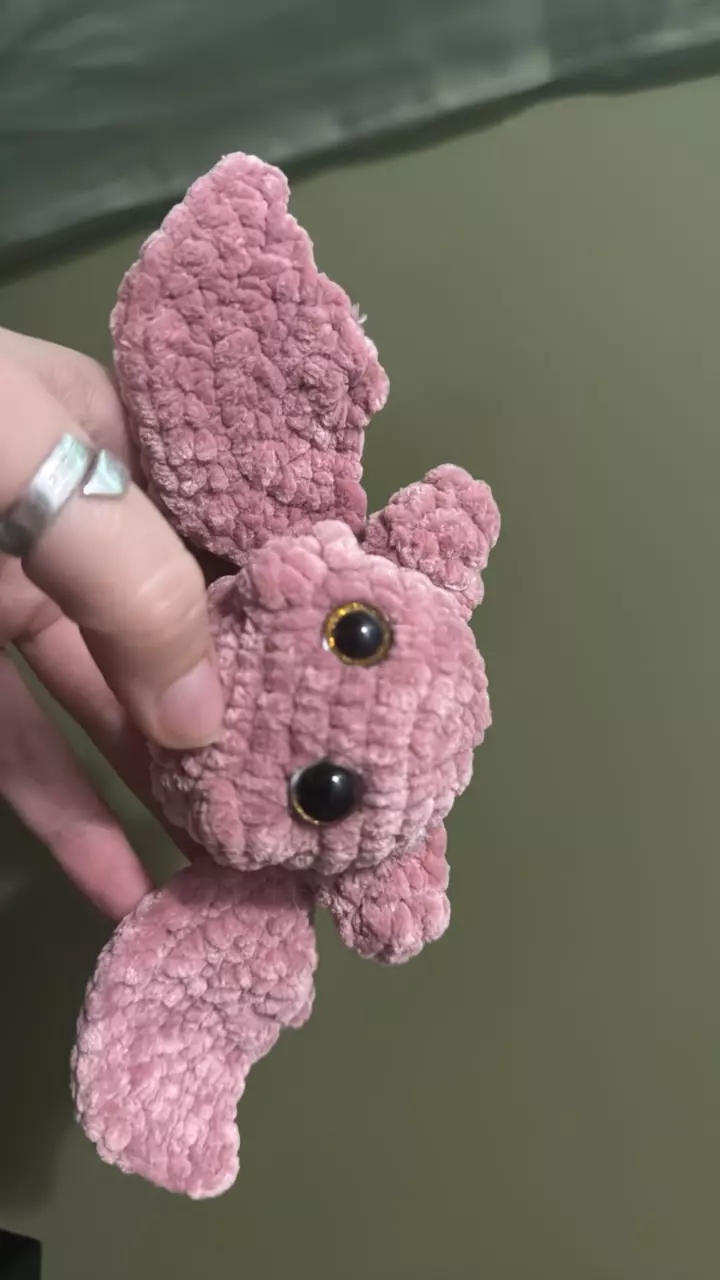 plant/🦇 Adorable Plush Pink Bat – Handmade Cozy Companion-0