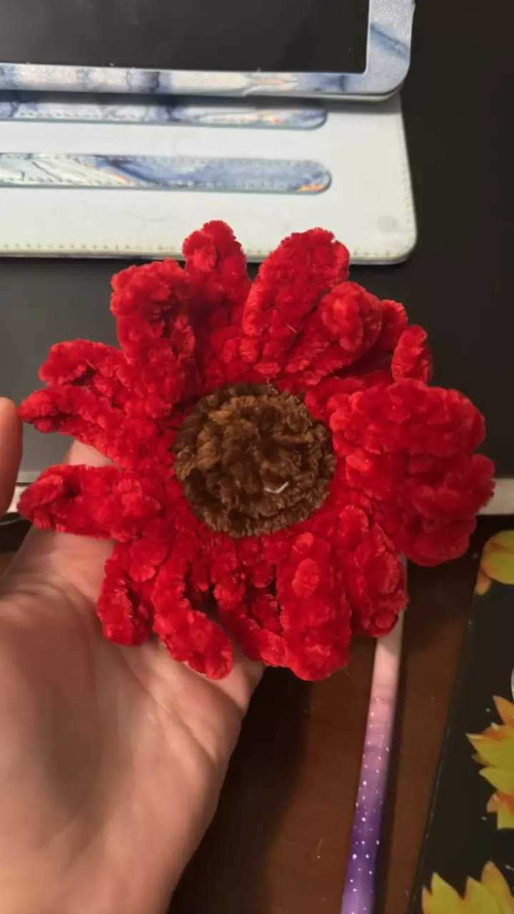 plant/🌸 Plush Red Crochet Flower Buddy – Cute Handmade Gift-0