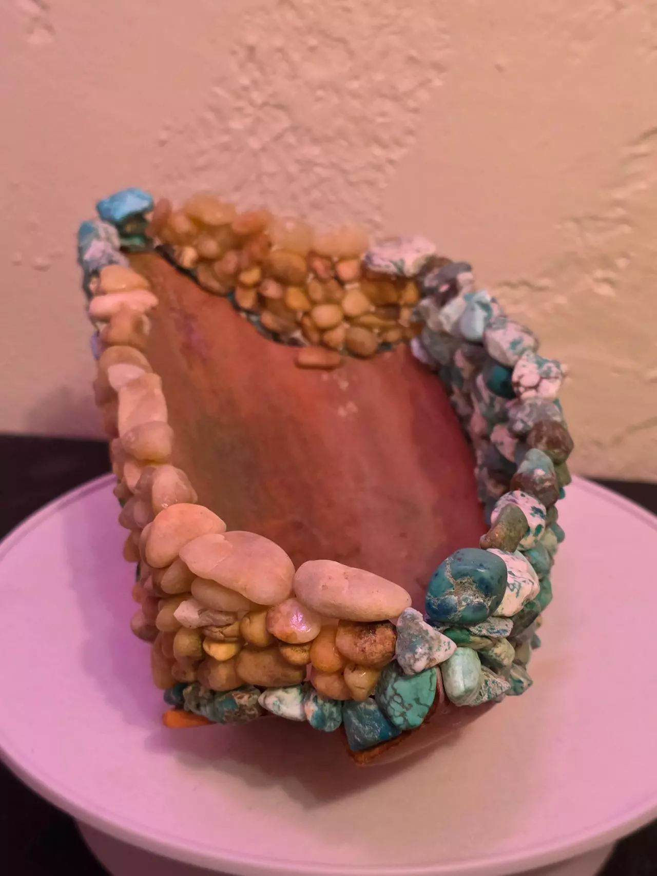 plant/Long Turquoise Rock Pot #024-3