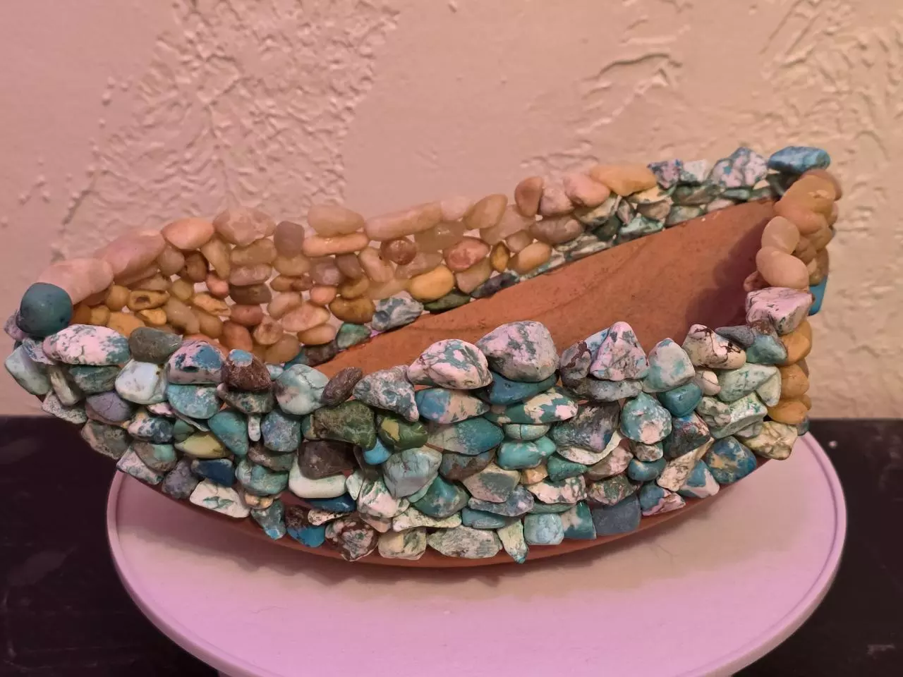 plant/Long Turquoise Rock Pot #024-0