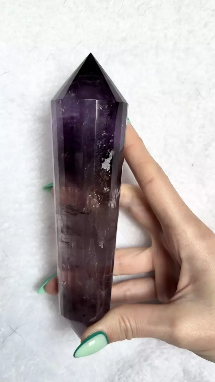plant/6.75” AAA grade 24 sided phantom amethyst and smoky quartz Vogel-1