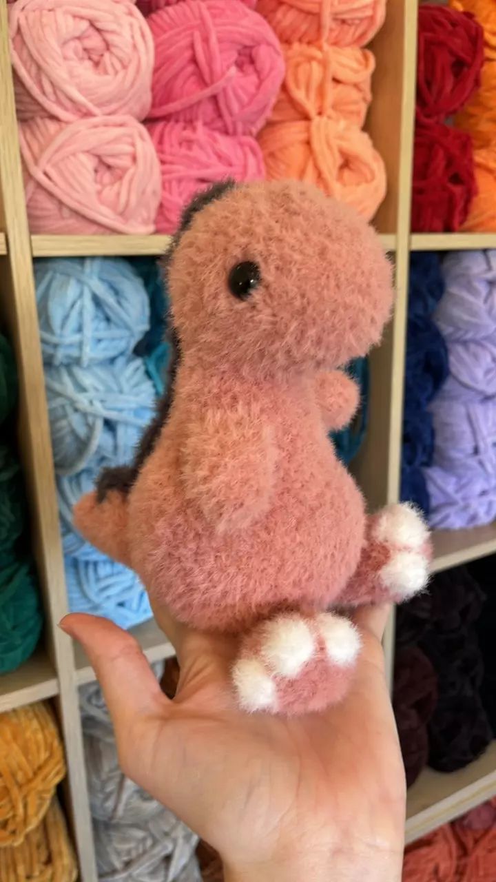 plant/💕🦖 Fuzzy/Weighted Dino Crochet Plushie-1