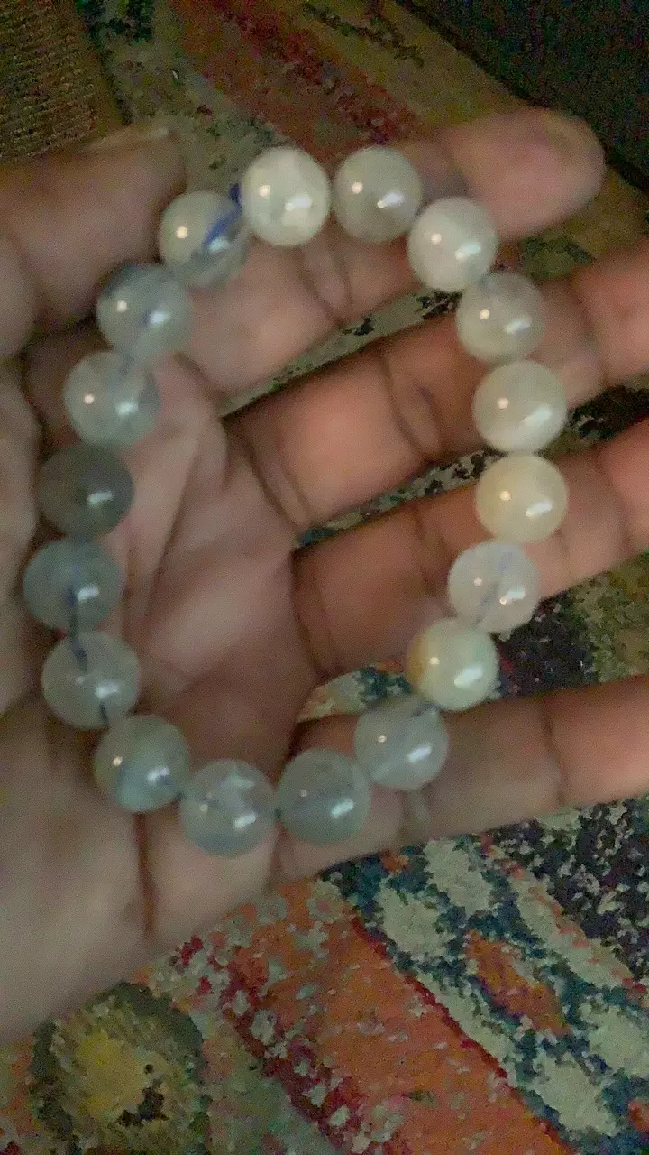 plant/11mm Rare Natural White Rabbit Hair Quartz Crystal Round Beads Bracelet AAAA-1