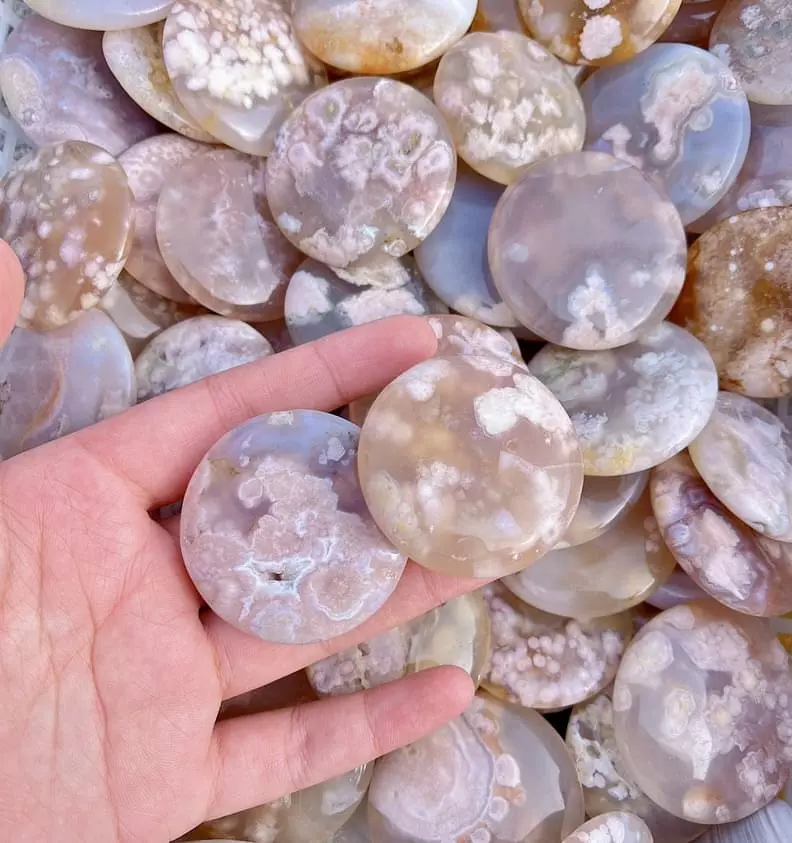 plant/Flower Agate Palm Stone / Plume Agate Cookie Shape / Madagascar-7