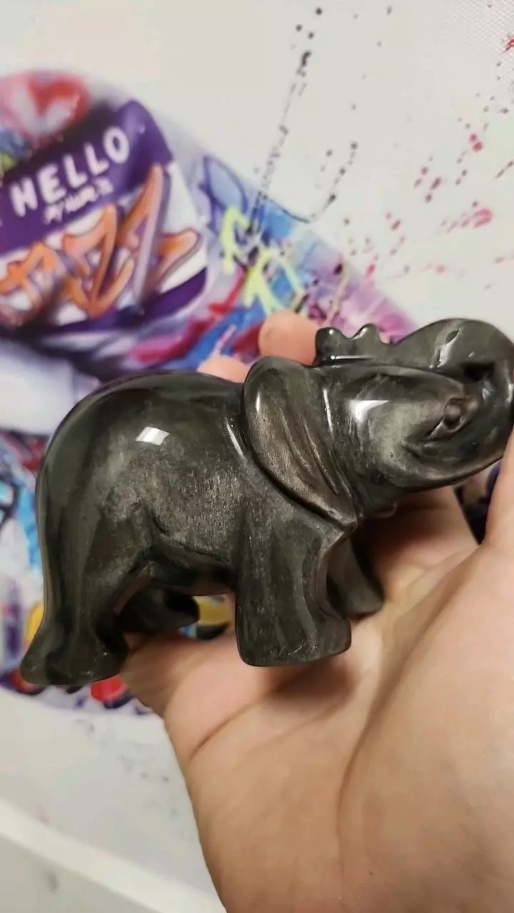 plant/Silver sheen obsidian Elephant-1