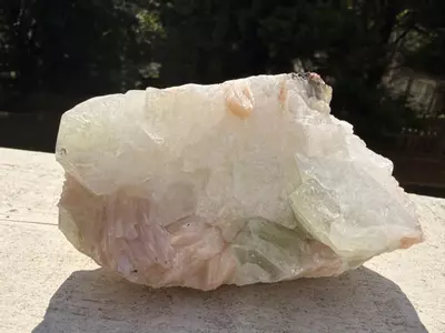 plant/Green Apophyllite with Peach Stilbite – India – 5.5” Collector Cluster-0-thumbnail