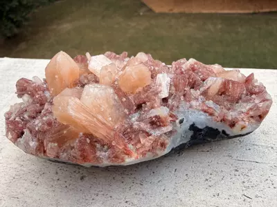 plant/Peach Stilbite with Red Heulandite on Basalt – India – 5” Collector Specimen-1-thumbnail