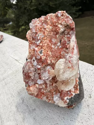 plant/Red Apophyllite with Stilbite on Chalcedony – India – Hematite Inclusions – 5”-2-thumbnail