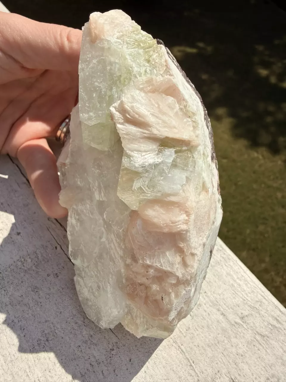 plant/Green Apophyllite with Peach Stilbite – India – 5.5” Collector Cluster-3