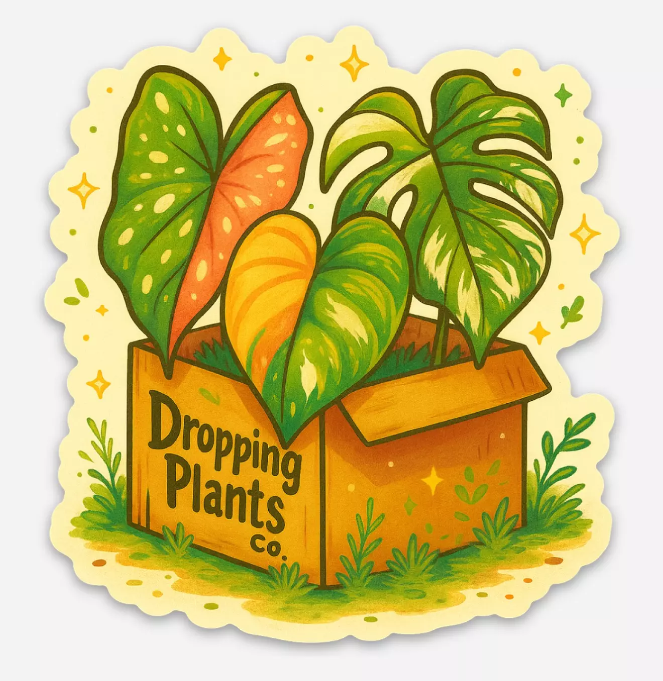 plant/Dropping Plants Co. - Boxed Plants Sticker - 3inch-0