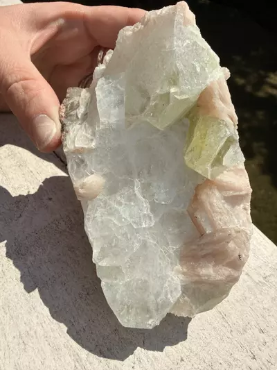 plant/Green Apophyllite with Peach Stilbite – India – 5.5” Collector Cluster-1-thumbnail