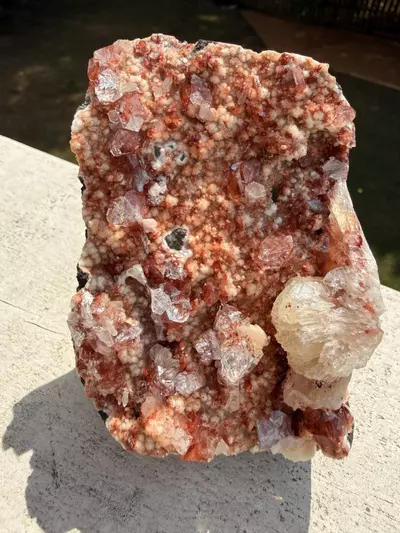 plant/Red Apophyllite with Stilbite on Chalcedony – India – Hematite Inclusions – 5”-0-thumbnail