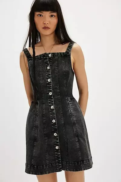 plant/Free People Gimme More Mini Dress - Gray Skies Wash NWT X Small-1-thumbnail