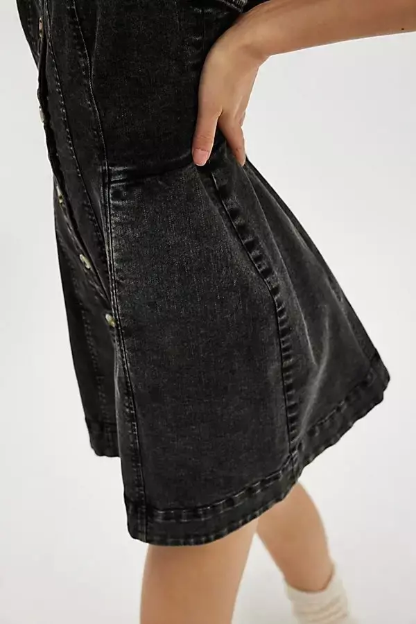 plant/Free People Gimme More Mini Dress - Gray Skies Wash NWT X Small-3