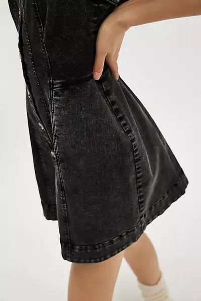 plant/Free People Gimme More Mini Dress - Gray Skies Wash NWT X Small-3-thumbnail