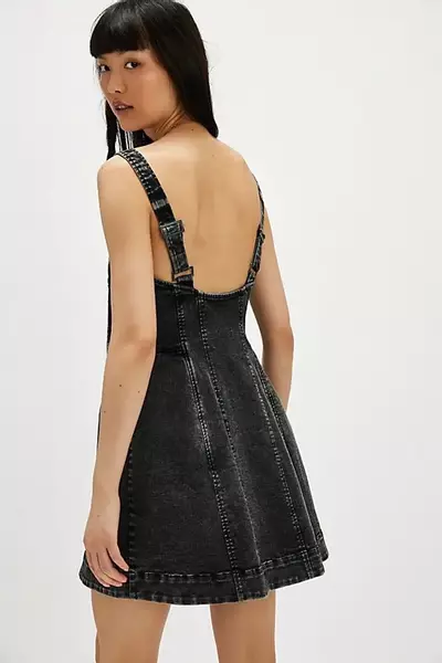 plant/Free People Gimme More Mini Dress - Gray Skies Wash NWT X Small-2-thumbnail