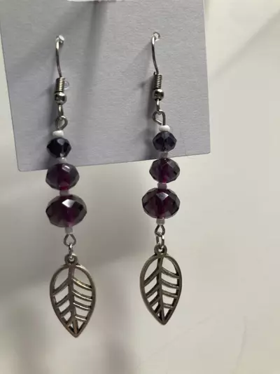 plant/Purple Dangly Plant Lover Earrings-2-thumbnail