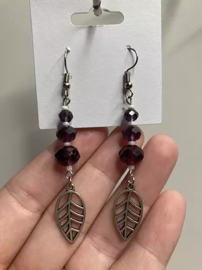 plant/Purple Dangly Plant Lover Earrings-0-thumbnail
