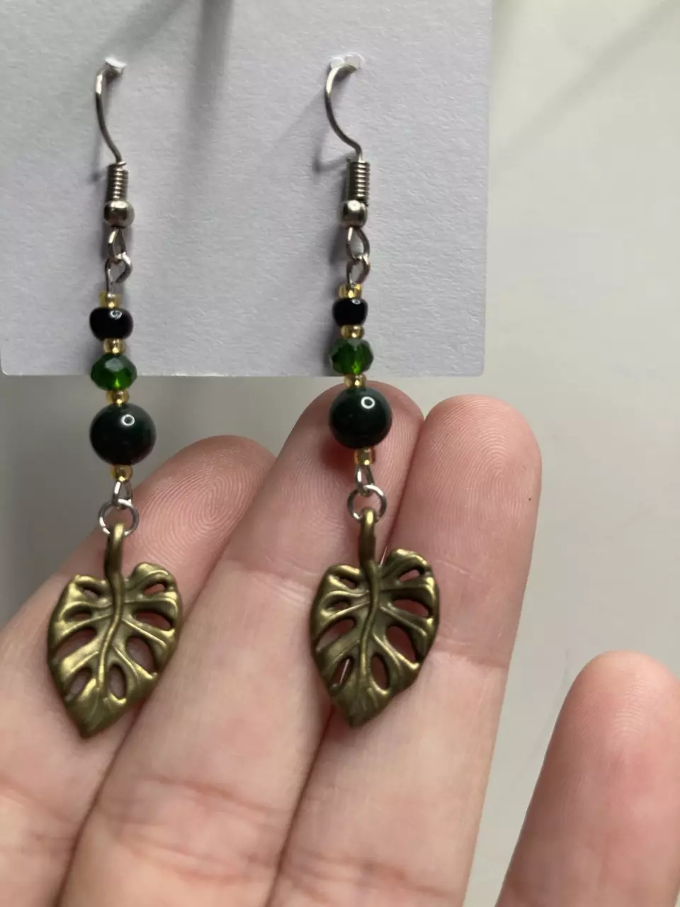 plant/Green & Bronze Plant Lover Earrings-0