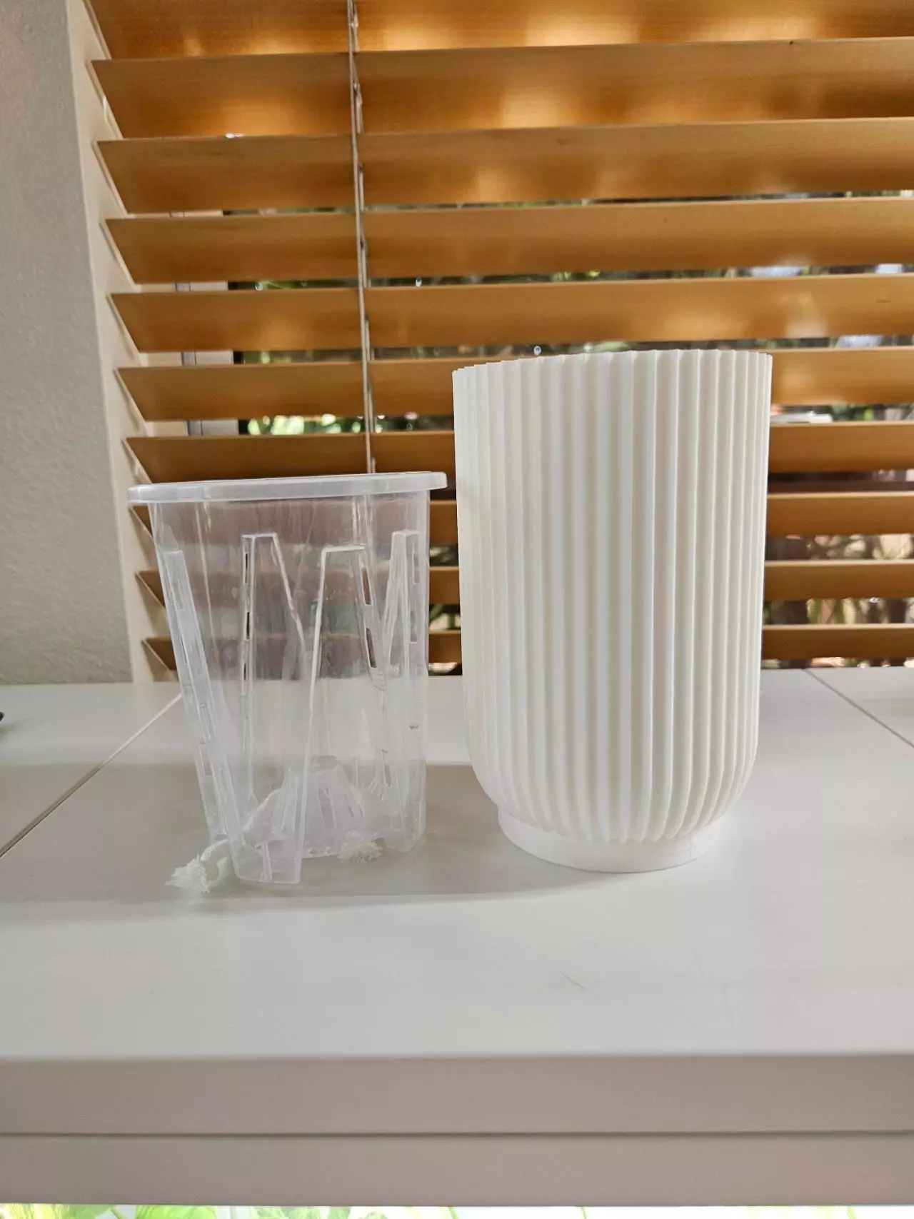 plant/White self watering pot 4"-1