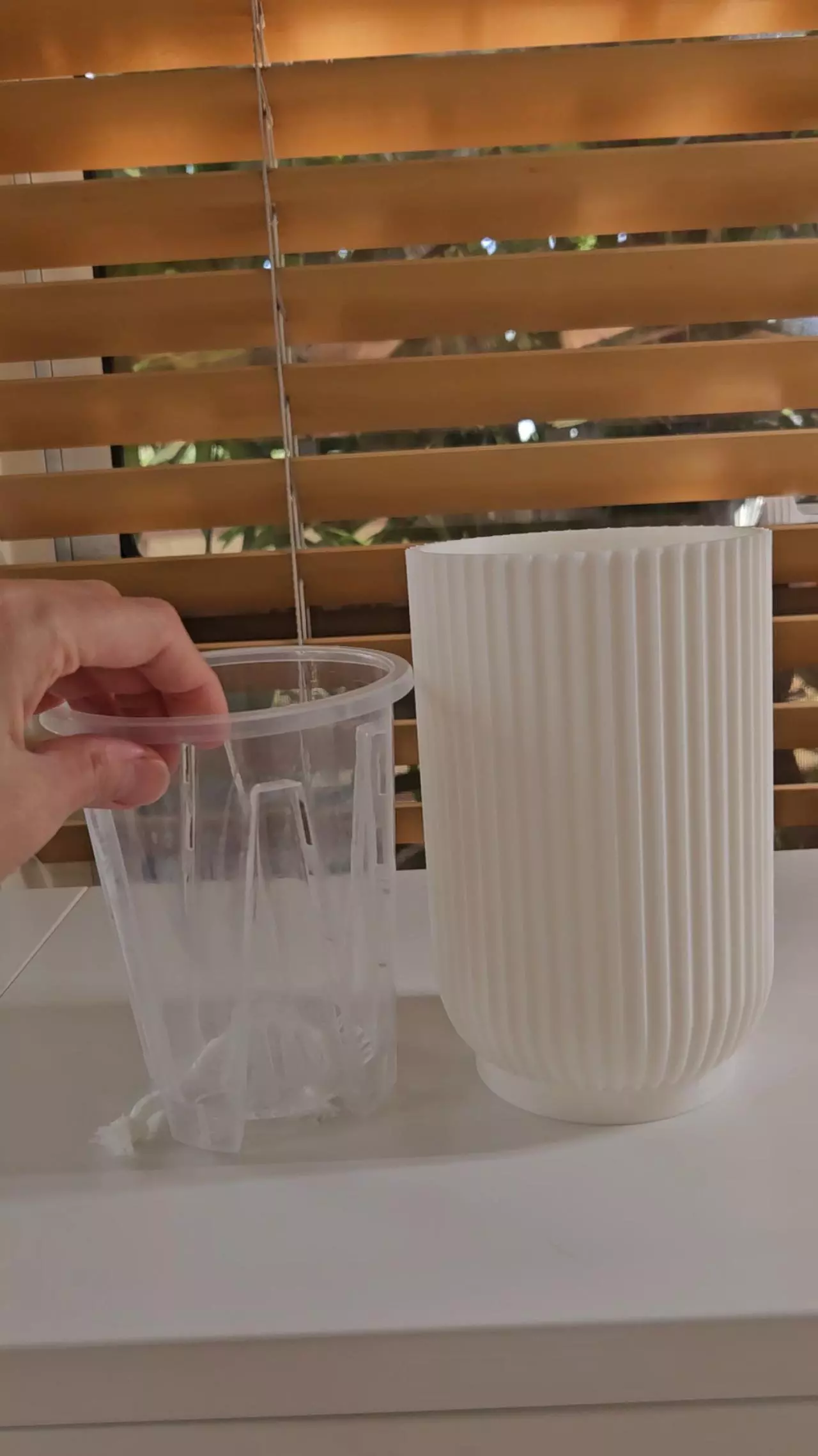 plant/White self watering pot 4"-0