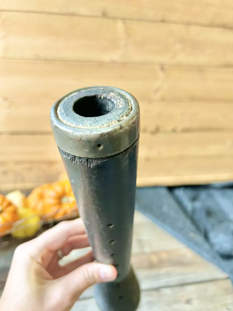 plant/Vintage black wooden thread spool-2