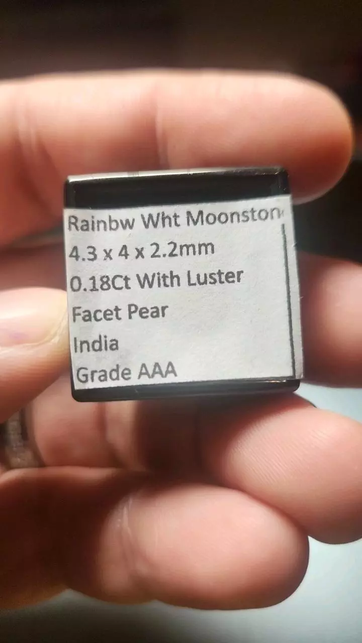 plant/0.18ct Rainbow White Moonstone – AAA Pear Facet-1