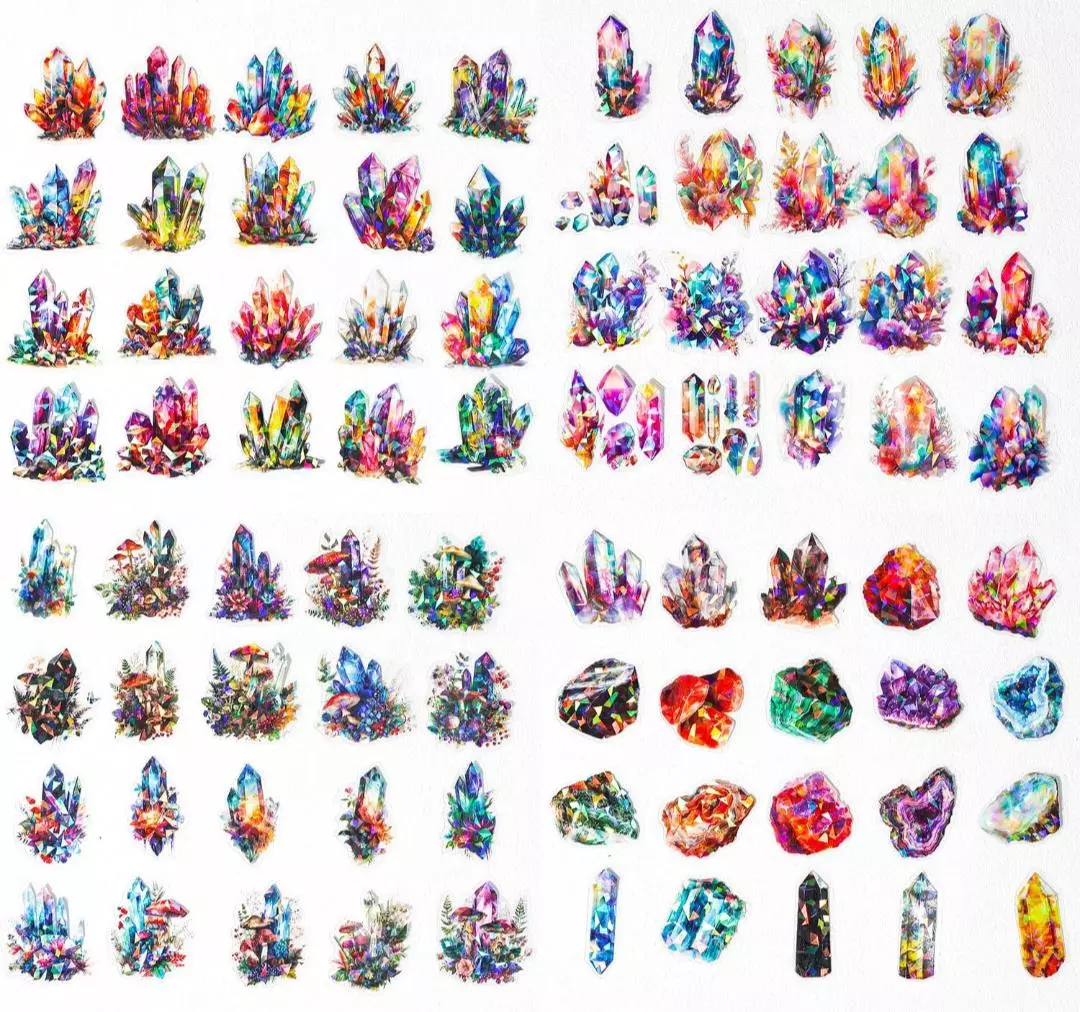 plant/CRYSTAL GEMSTONE HOLOGRAPHIC STICKER-0