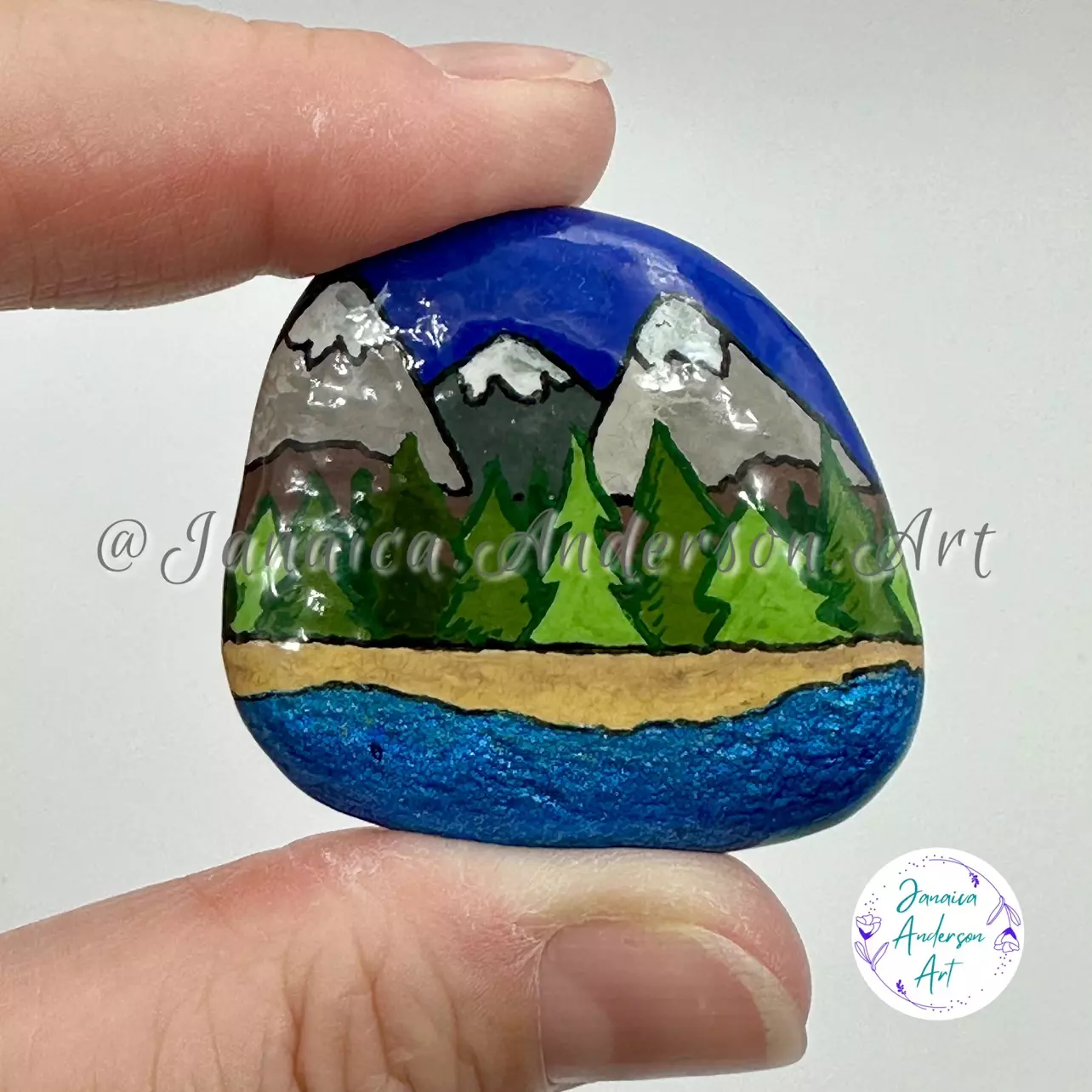 plant/Painted Stone Fridge Magnet No.275-0